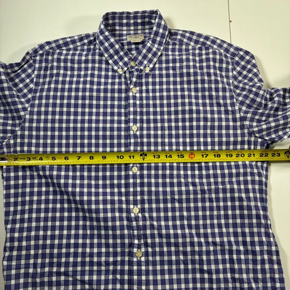 J.Crew Button Down Shirt Large Blue Gingham Check Plaid Cotton 51104